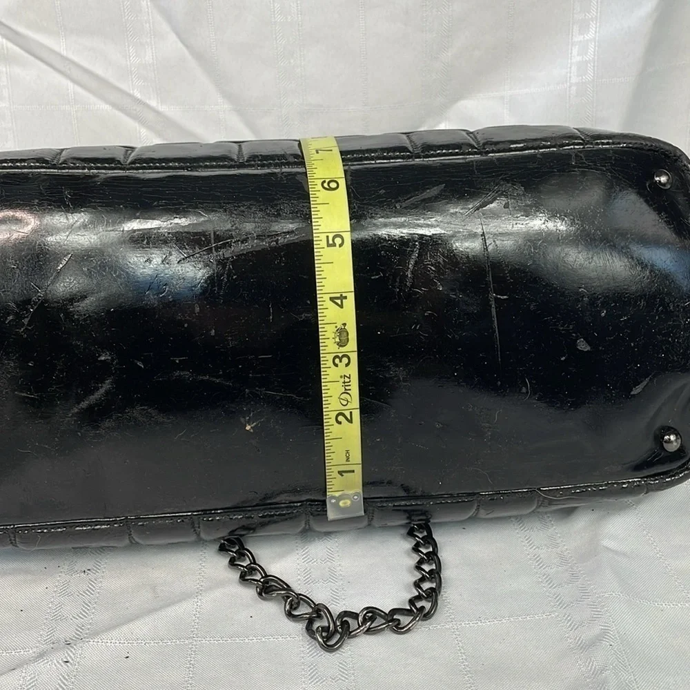 Chanel Brick Chocolate Bar Quilted Frozen Tote Bag Large Black Vinyl Chain Strap